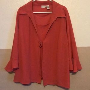 Flutter sleeve two-fer blouse